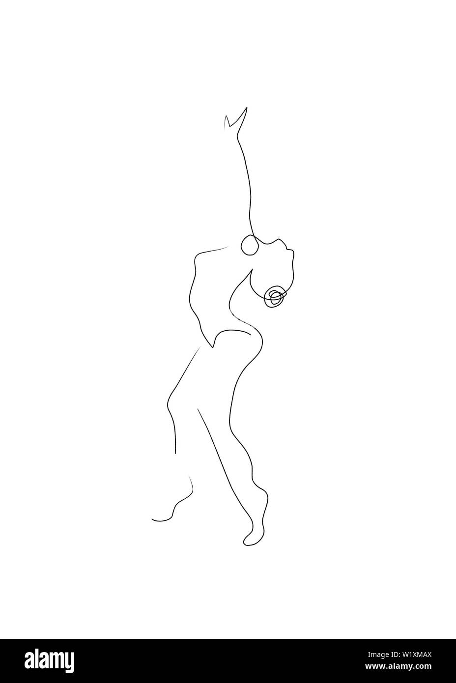 Ballerina Scandi linea minimalista arte illustrazione Foto Stock