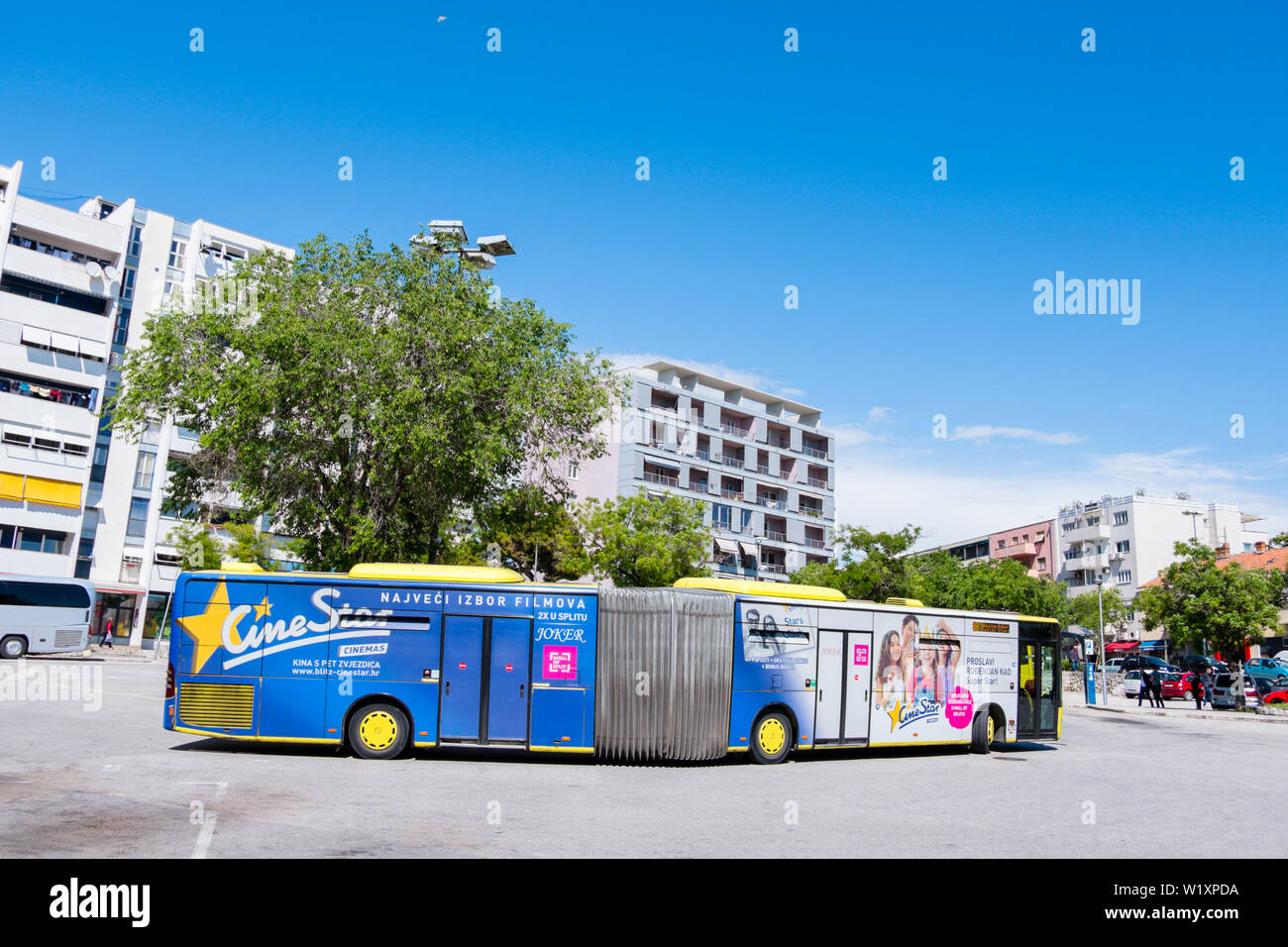 Sukoisan, suburbana stazione degli autobus, con gli autobus per l'aeroporto, Trogir e altri luoghi, Split, Dalmazia, Croazia Foto Stock
