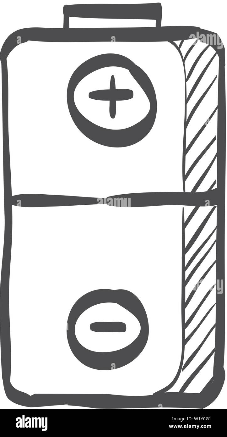Icona della batteria in doodle disegna linee. La fonte di alimentazione di  energia elettrica elettronica di simbolo Immagine e Vettoriale - Alamy