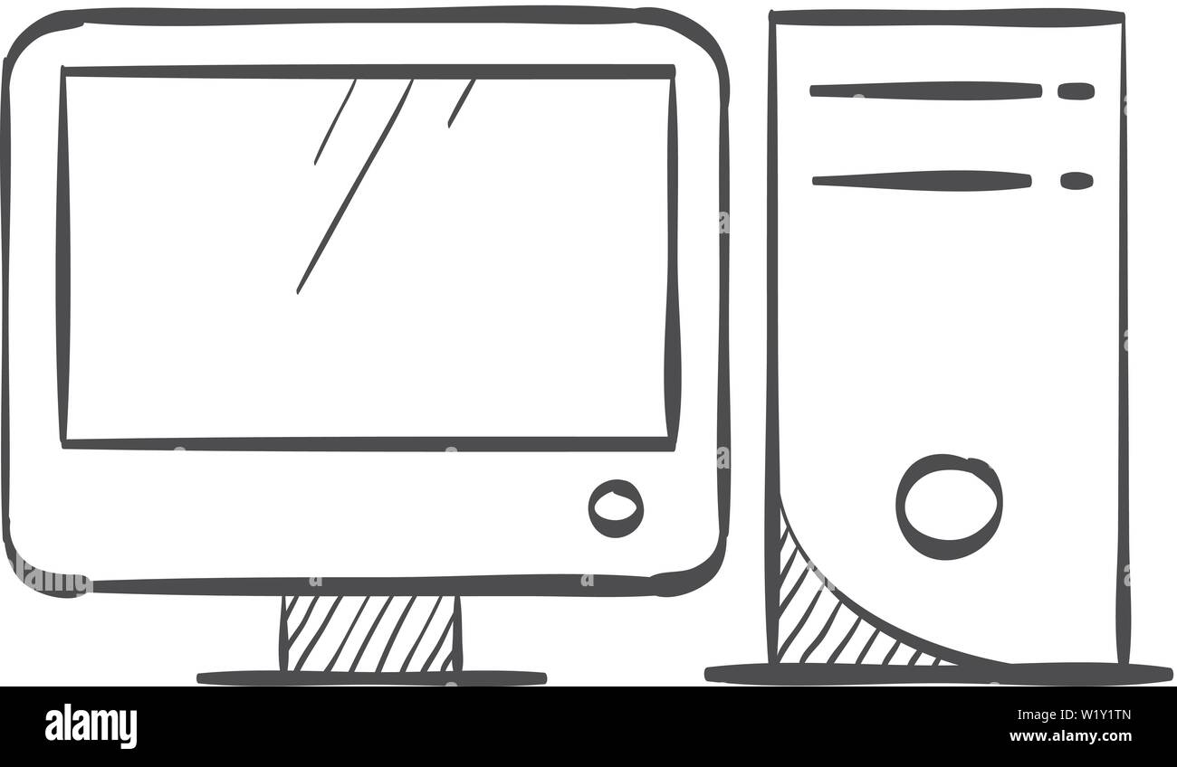 Educazione on line icona nel doodle disegna linee. Istruzione studente di college di successo del diploma di laurea di e-learning online internet webinar Illustrazione Vettoriale