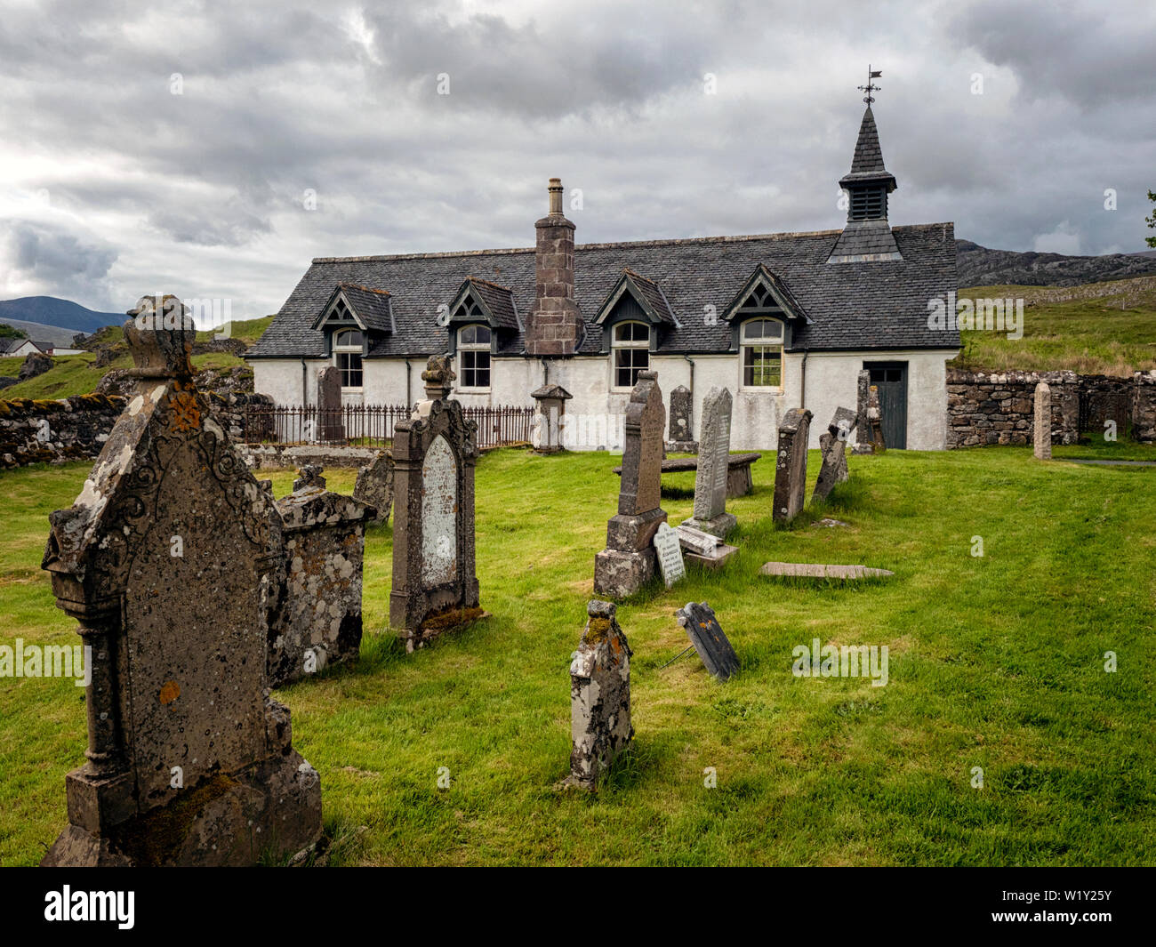 Assynt vecchia chiesa parrocchiale di Inchnadamph, North West Highlands della Scozia Foto Stock