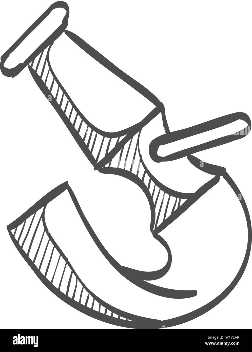 Fireman tubo flessibile per acqua icona nel doodle disegna linee. Servizio di emergenza antincendio estintore da caccia Illustrazione Vettoriale