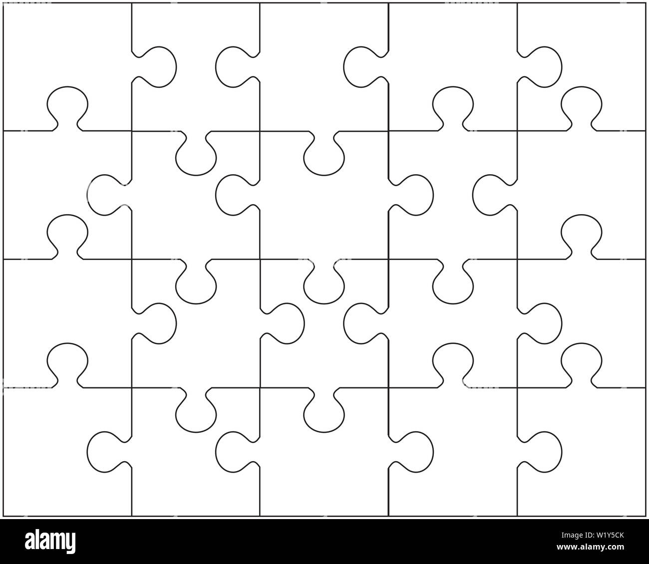 Illustrazione Vettoriale di bianco puzzle, pezzi separati Foto Stock