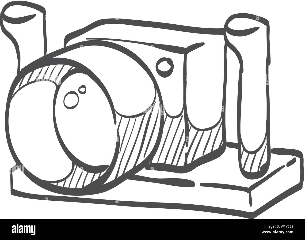 Fotocamera Subacquea icona nel doodle disegna linee. Fotografia di acqua di mare diving documentario animale Illustrazione Vettoriale