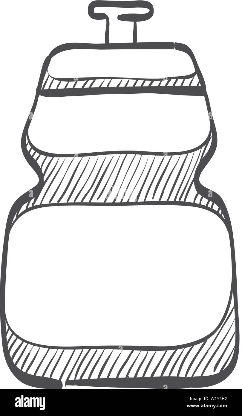 Escursioni in bicicletta di acqua in bottiglia icona nel doodle disegna linee. Sport Ride Bicycle Race tour bere idrato di refresh Illustrazione Vettoriale