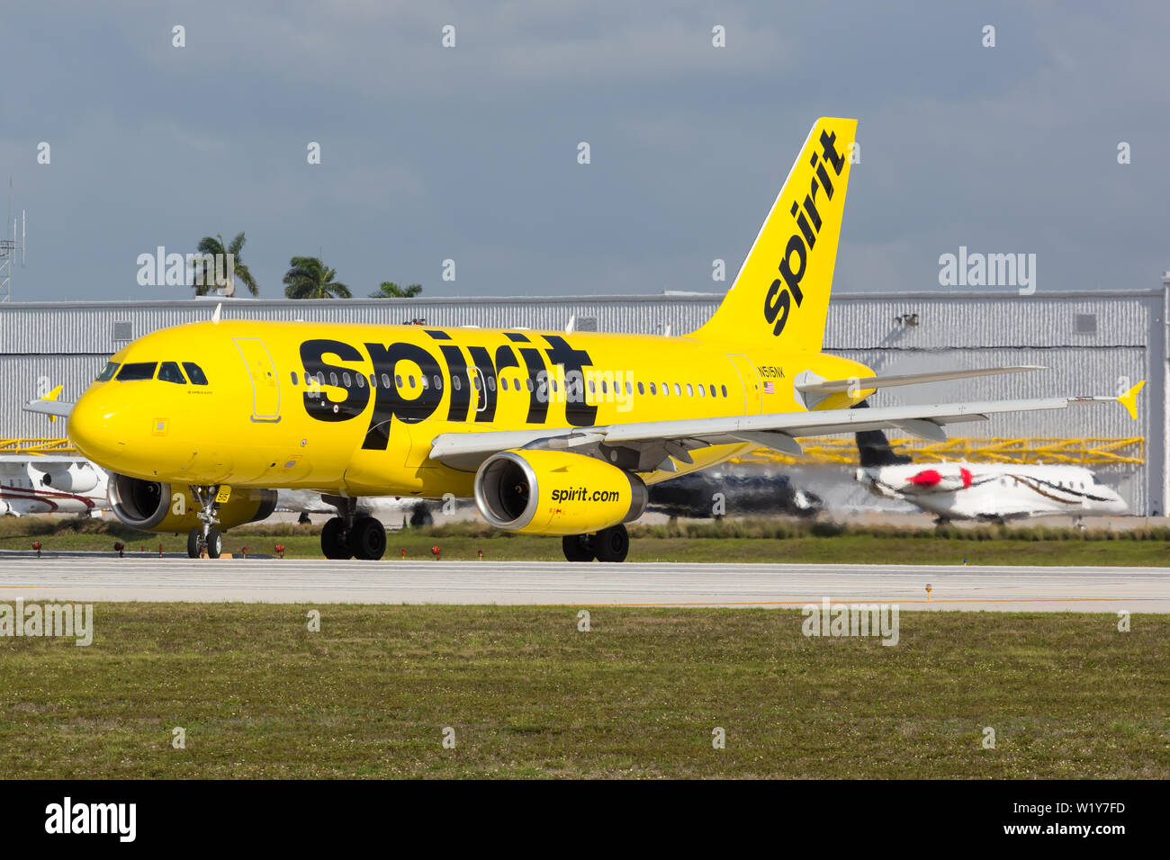 Fort Lauderdale, Florida - Aprile 6, 2019: spirito Airlines Airbus A319 aeroplano a Fort Lauderdale Airport (FLL) negli Stati Uniti. Foto Stock