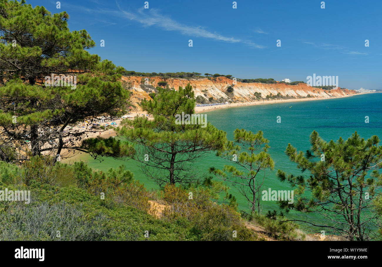 Praia da Falésia, tra Albufeira e Vilamoura, Algarve, PORTOGALLO Foto Stock