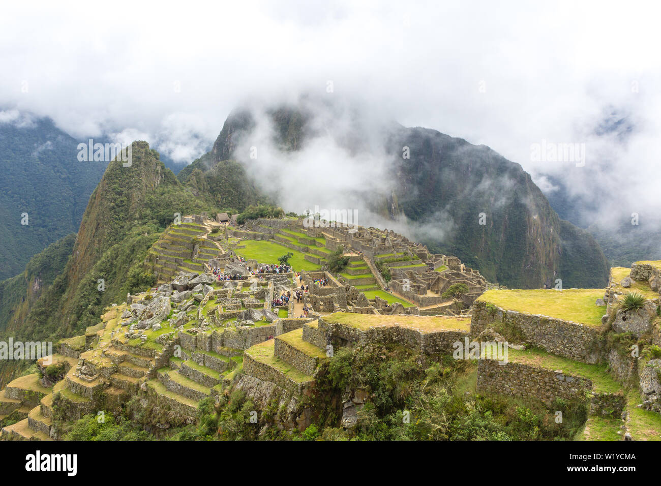 Panoramica del Machu Picchu. Foto Stock