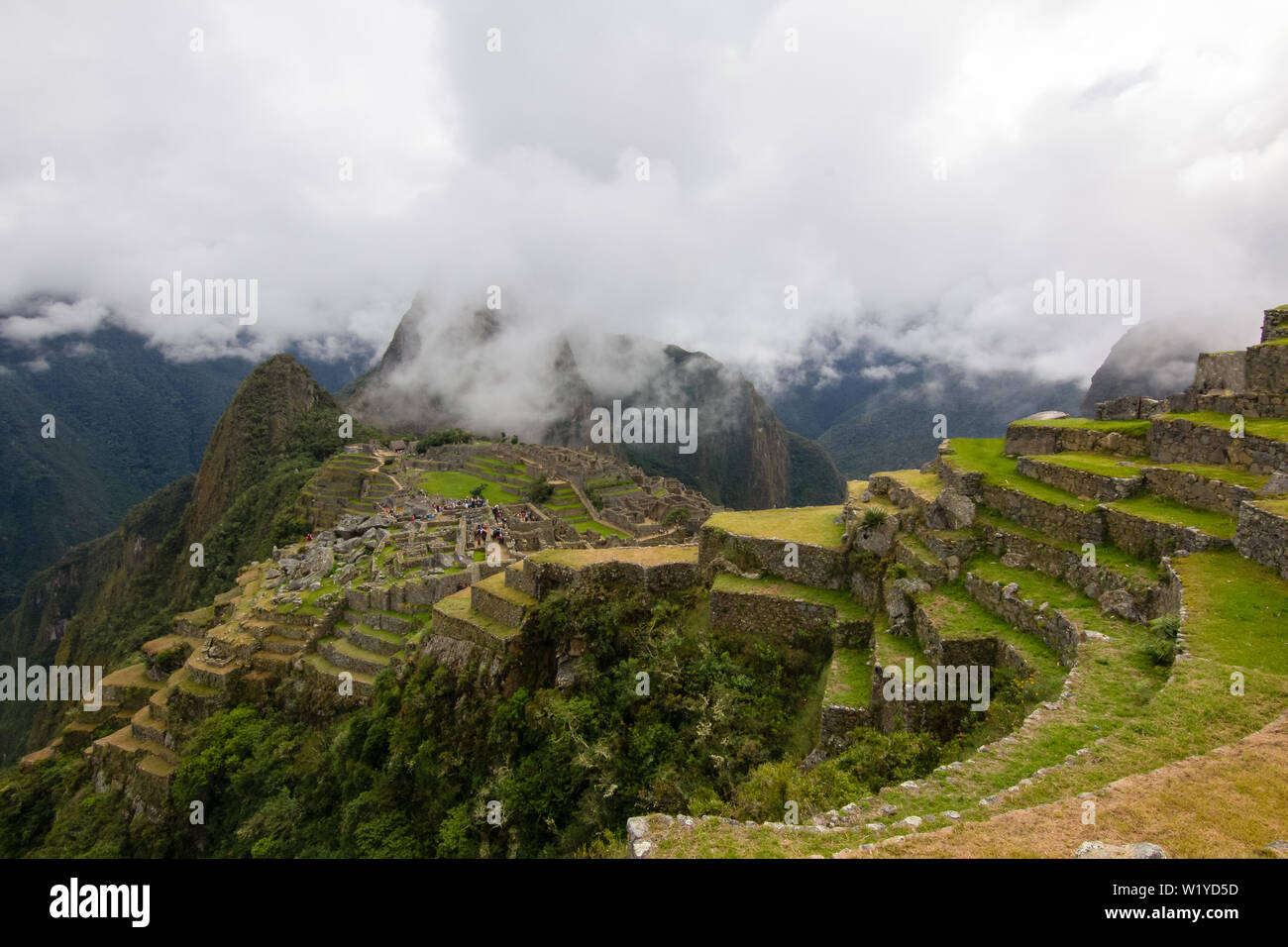 Panoramica del Machu Picchu. Foto Stock