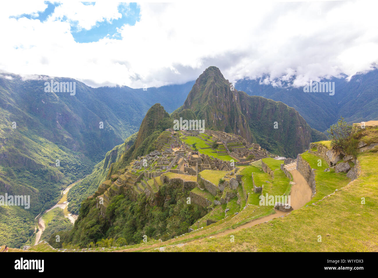 Vista panoramica di Machu Picchu. Foto Stock