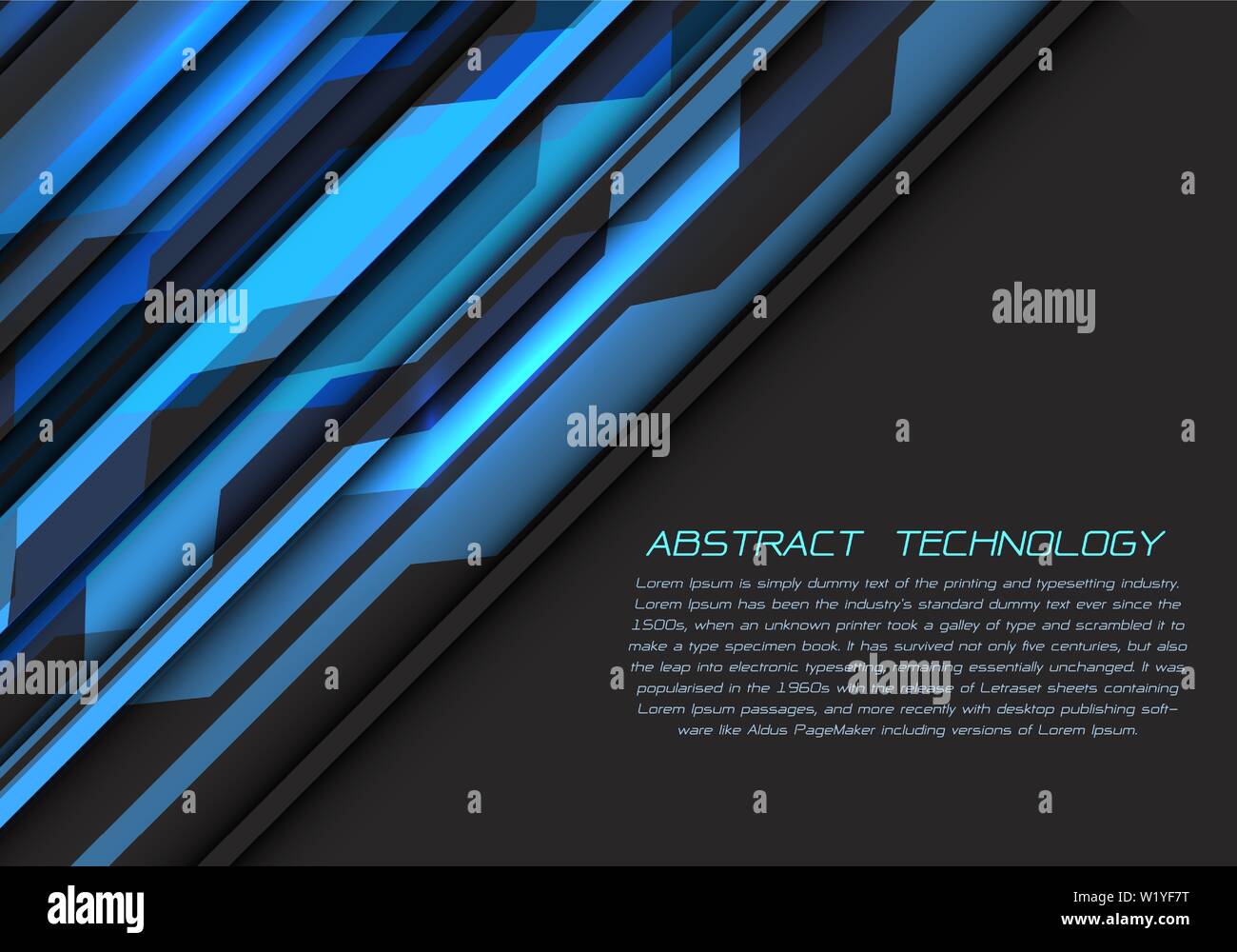 Abstract grigio blu per l'alimentazione del circuito con scuri dello spazio vuoto e testo moderno design futuristico sfondo tecnologia illustrazione vettoriale. Illustrazione Vettoriale