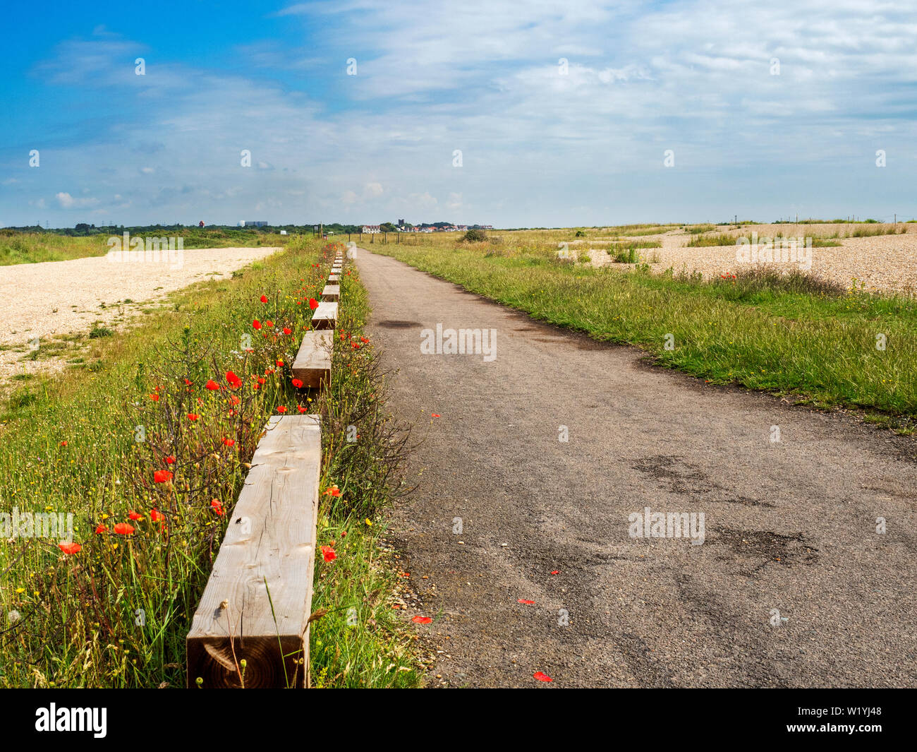 Percorso lungo la costa verso Thorpeness a Aldeburgh Suffolk in Inghilterra Foto Stock