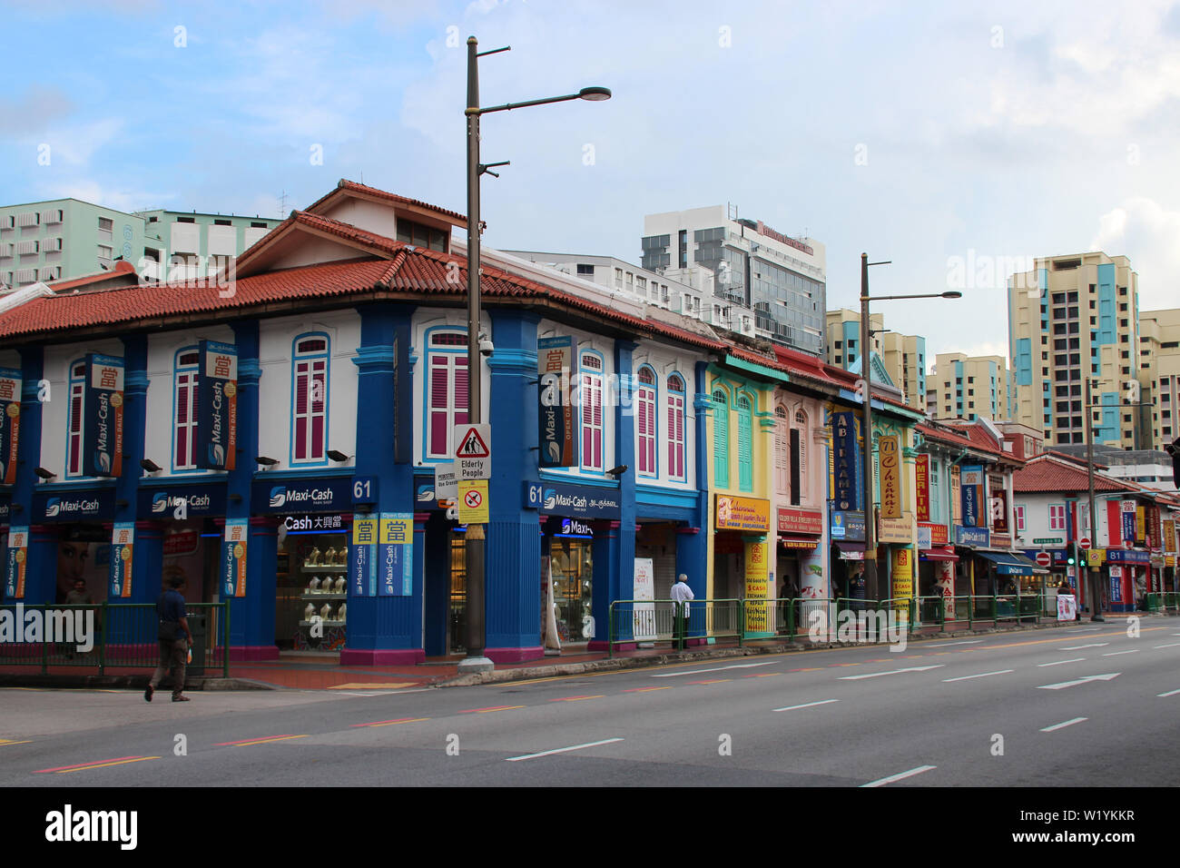 Street e degli edifici (hosues) di Singapore. Foto Stock