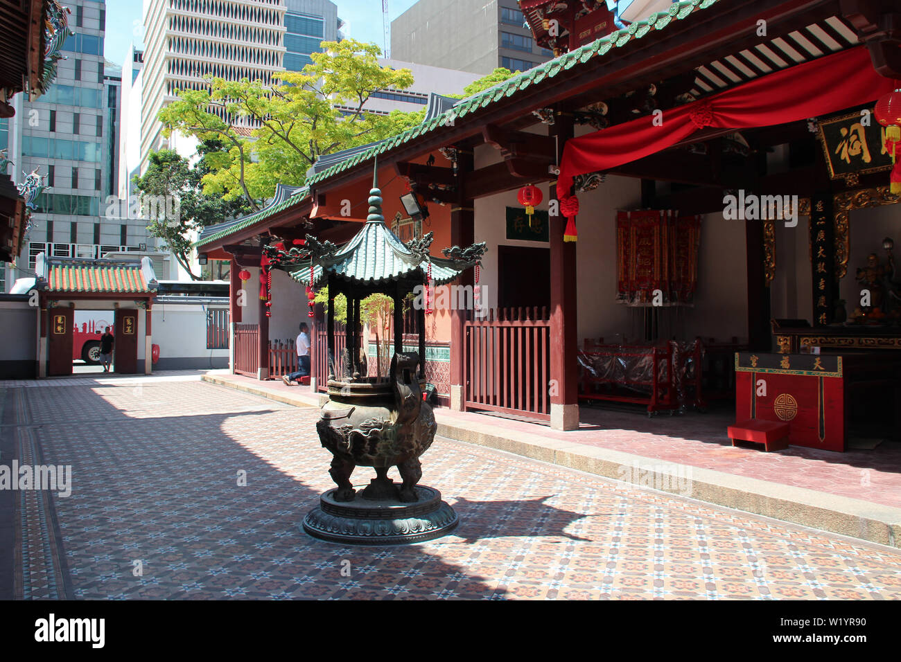 Il cinese e il tempio buddista (Thian Hock Keng Temple) di Singapore. Foto Stock