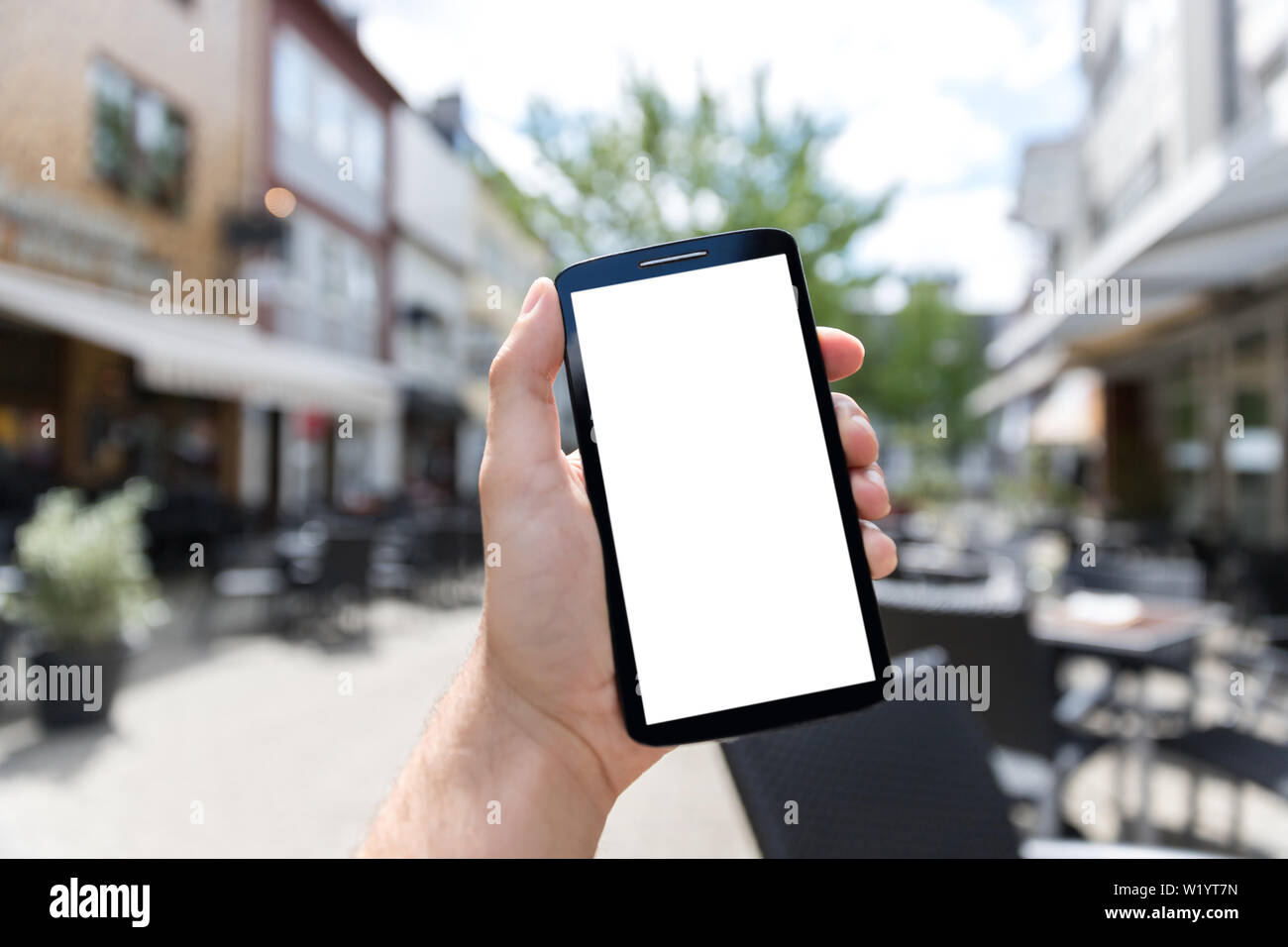 Plain smartphone con testo bianco dello sfondo dei campi Foto Stock