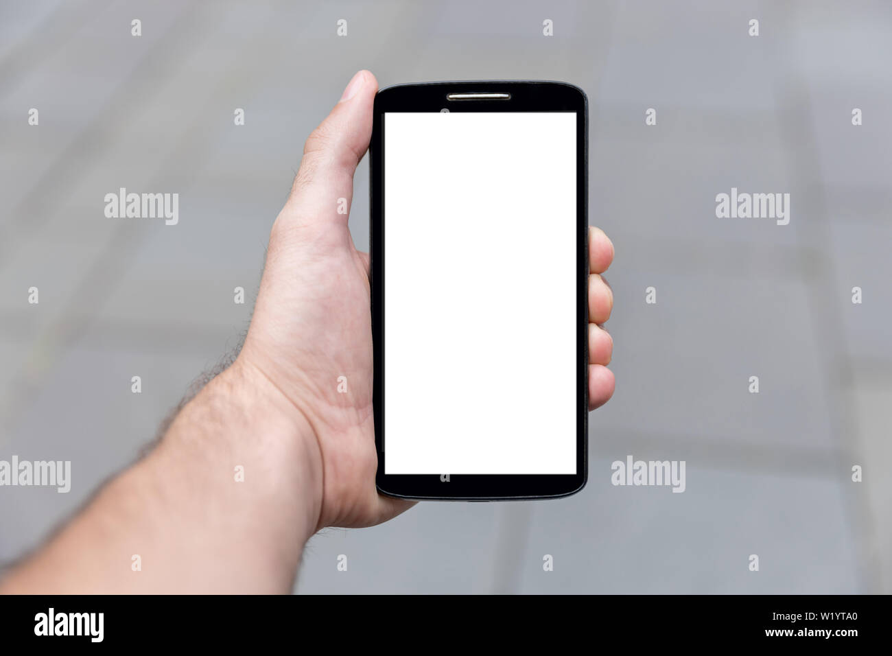 Plain smartphone con testo bianco dello sfondo dei campi Foto Stock