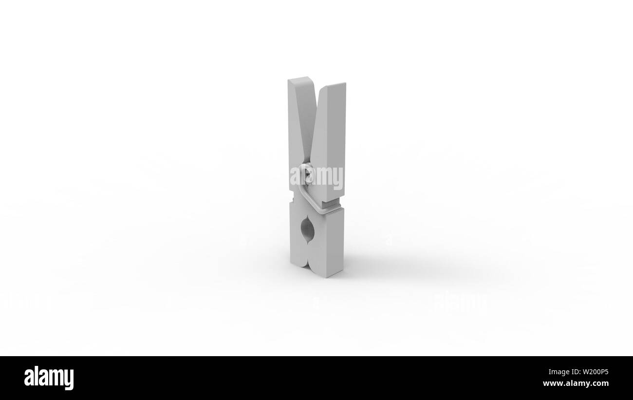 3D rendering modello di un grigio clothespin isolato in bianco di sfondo per studio Foto Stock