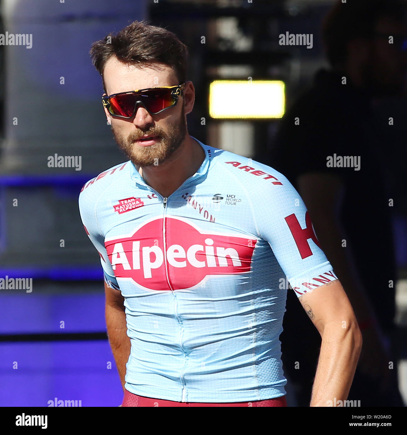 Bruxelles, Belgio. 04 Luglio, 2019. Bruxelles - 4-07-2019, ciclismo, TEAM KATUSHA ALPECIN all'inizio della 106ª Tour de France con Rick Zabel Credito: Pro scatti/Alamy Live News Foto Stock