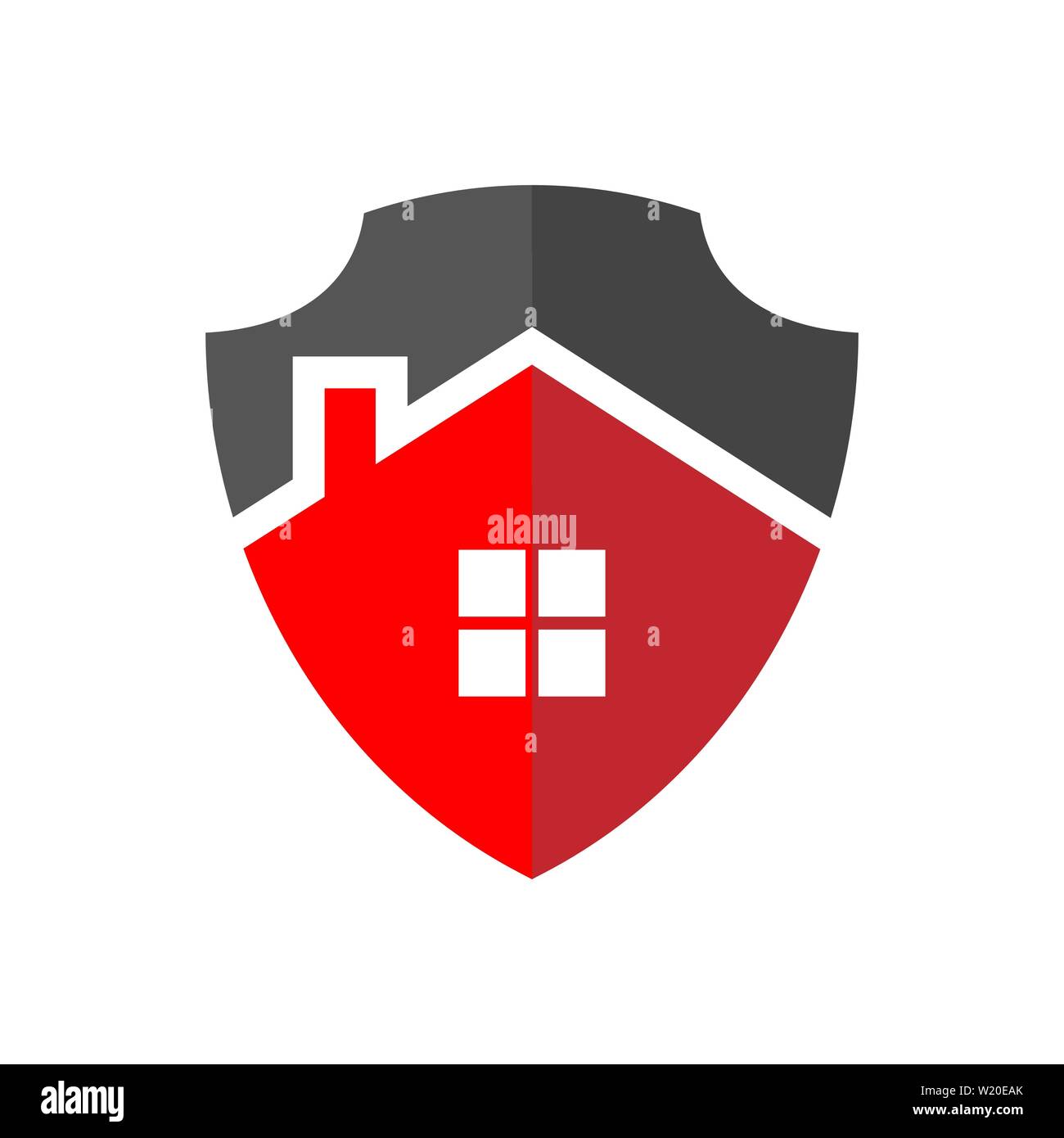 Protezione del Logo Home. L'immagine della casa a forma di scudo. La tutela della proprietà concetto. EPS 10. Illustrazione Vettoriale