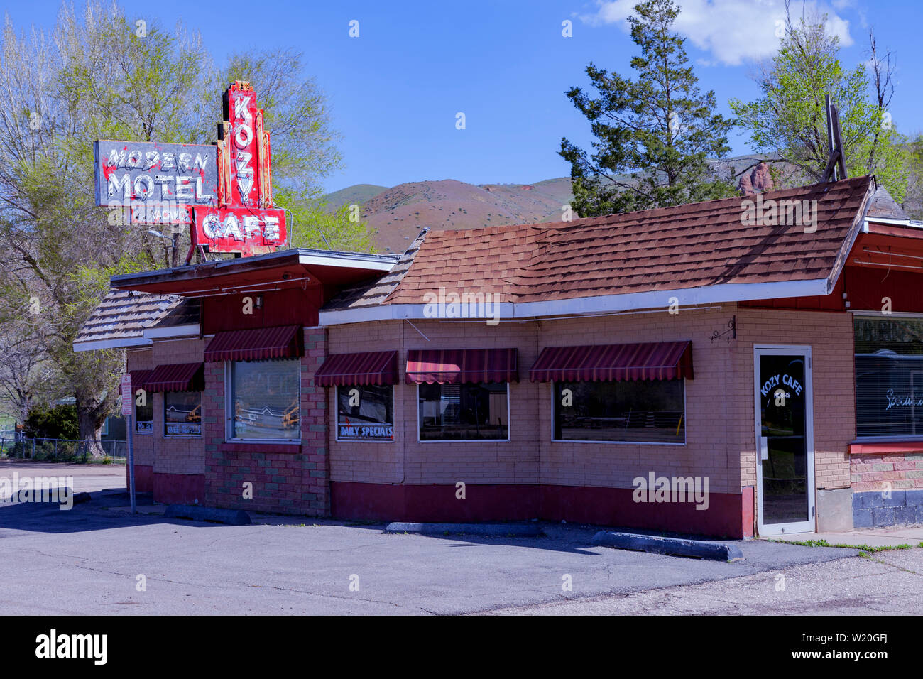 Kozy Café in Echo, Utah. La città di Echo è stato ancora una volta un punto di giunzione sulla Lincoln Highway per viaggiatori in direzione ovest di Salt Lake City o Ogden, Utah Foto Stock