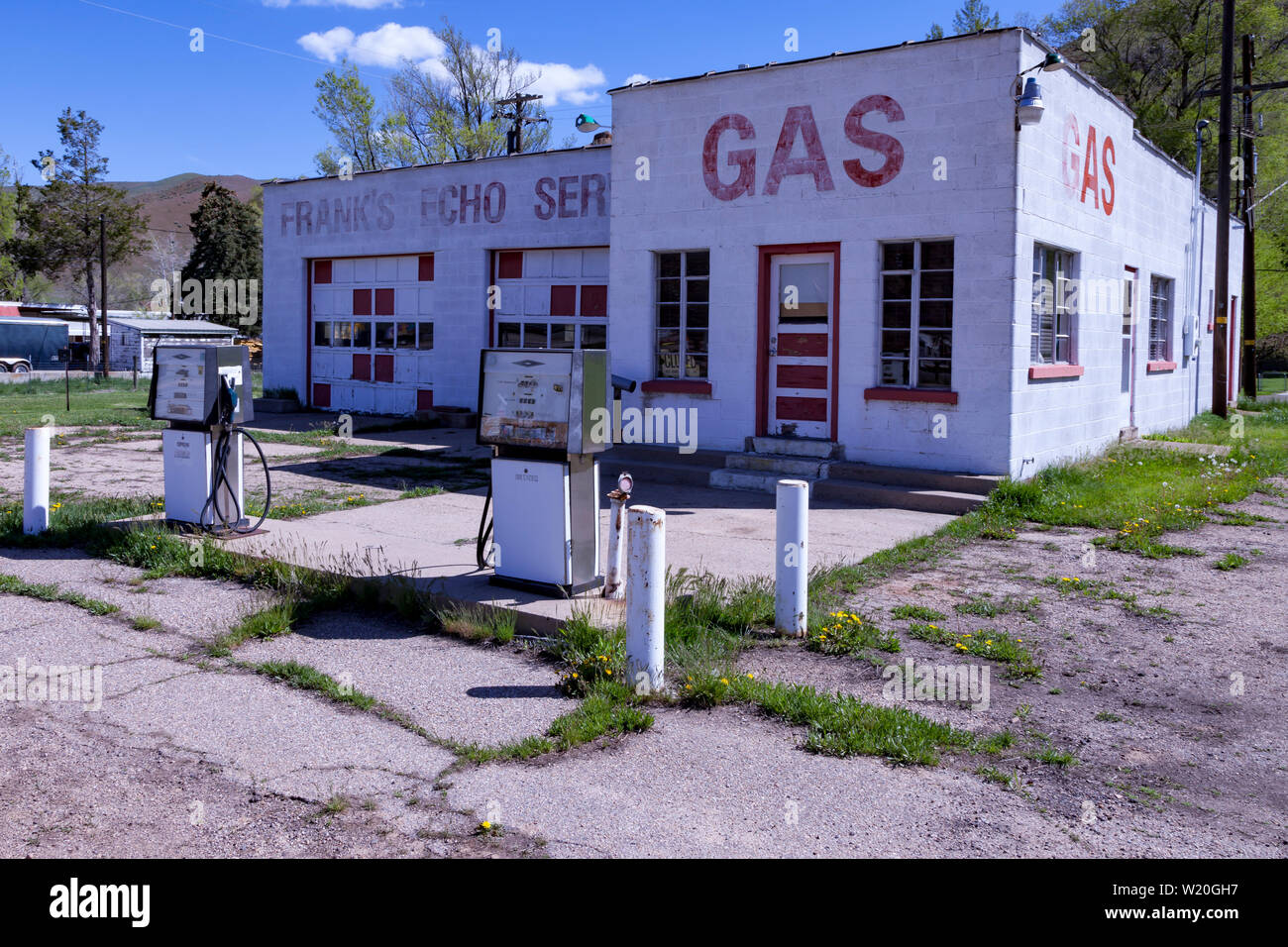 Frank's Eco stazione di servizio in Echo, Utah. La città di Echo è stato ancora una volta un punto di giunzione sulla Lincoln Highway per viaggiatori in direzione ovest di Salt Lake Foto Stock
