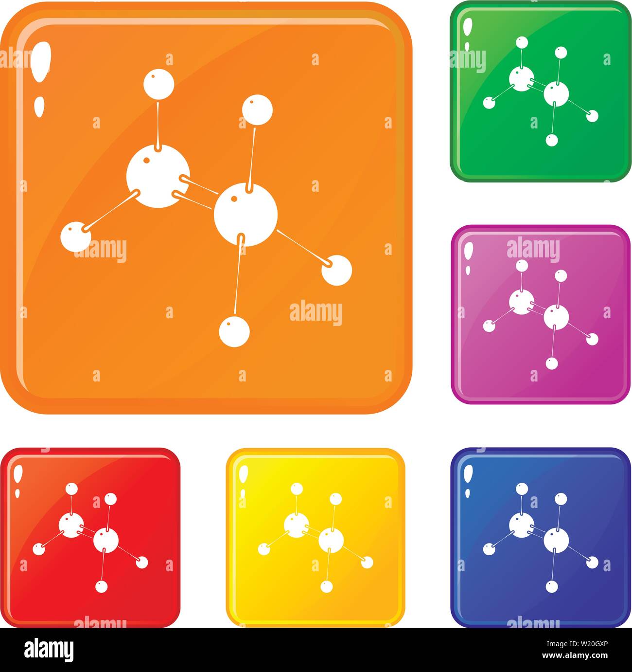 Glicina set di icone a colori del vettore Illustrazione Vettoriale