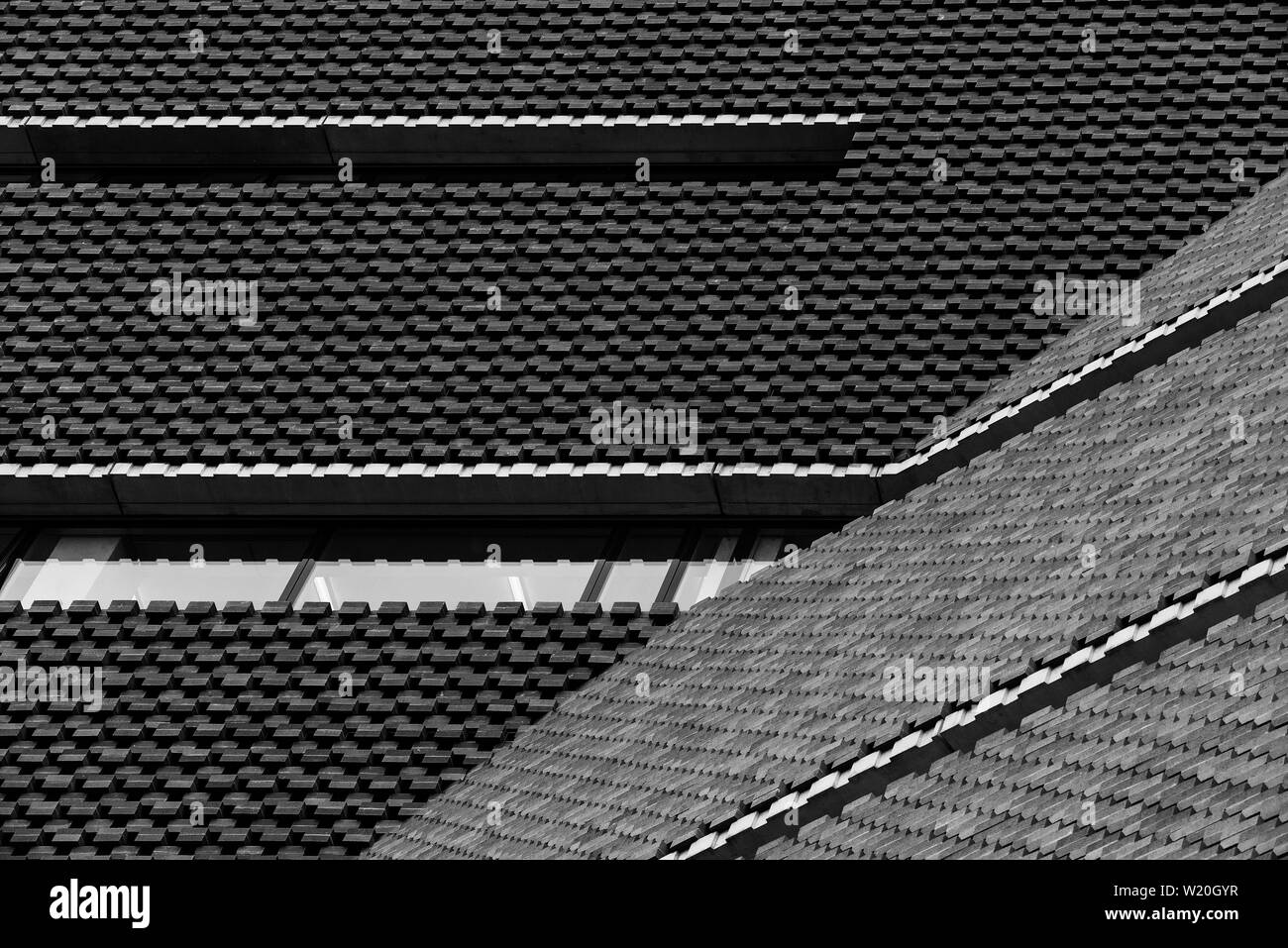 Un bianco e nero riassunto dell'estensione alla Tate Modern Gallery. Foto Stock