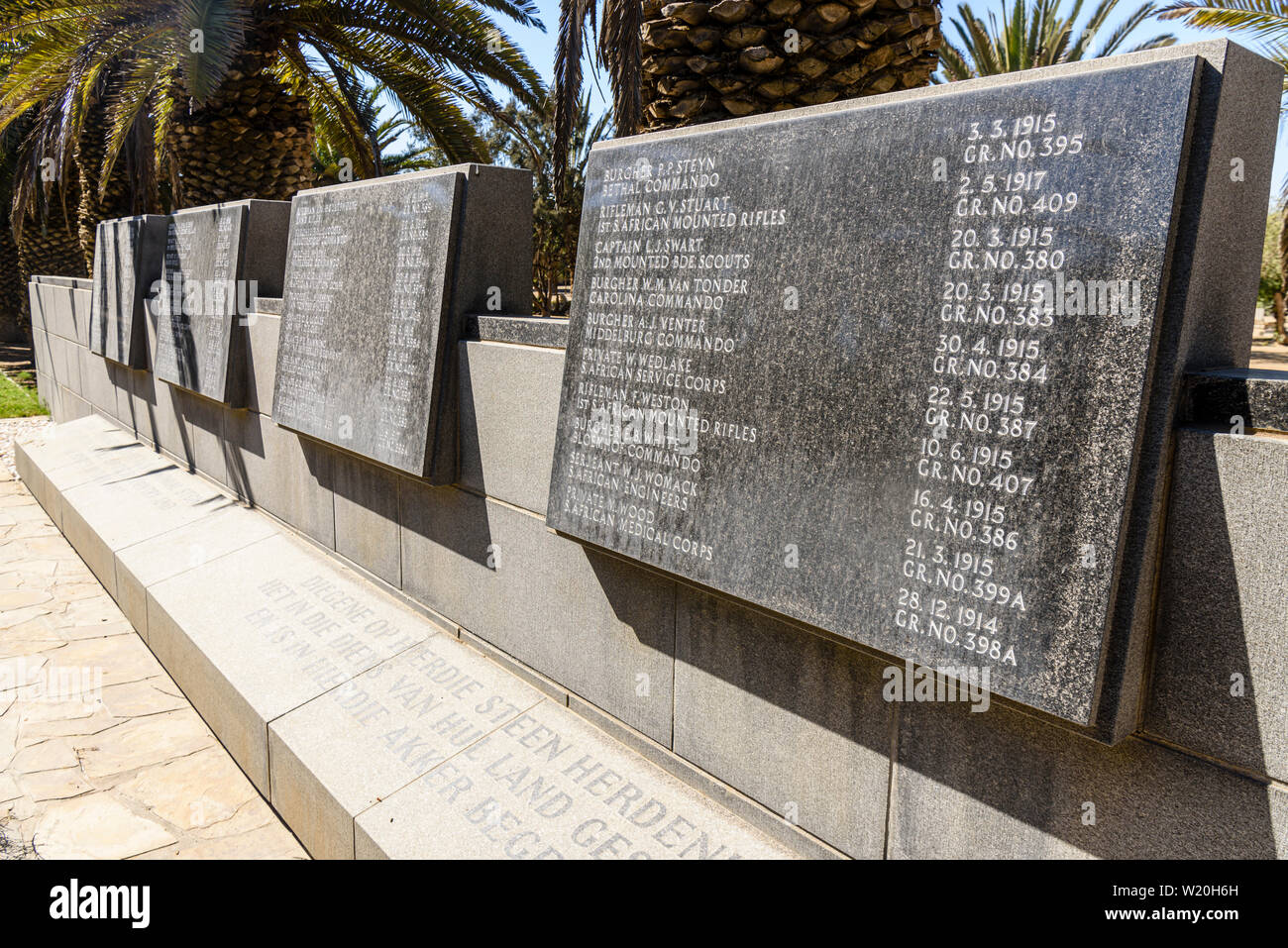 Guerra Mondiale 1 memorial sudafricano di soldati, Namibia Foto Stock