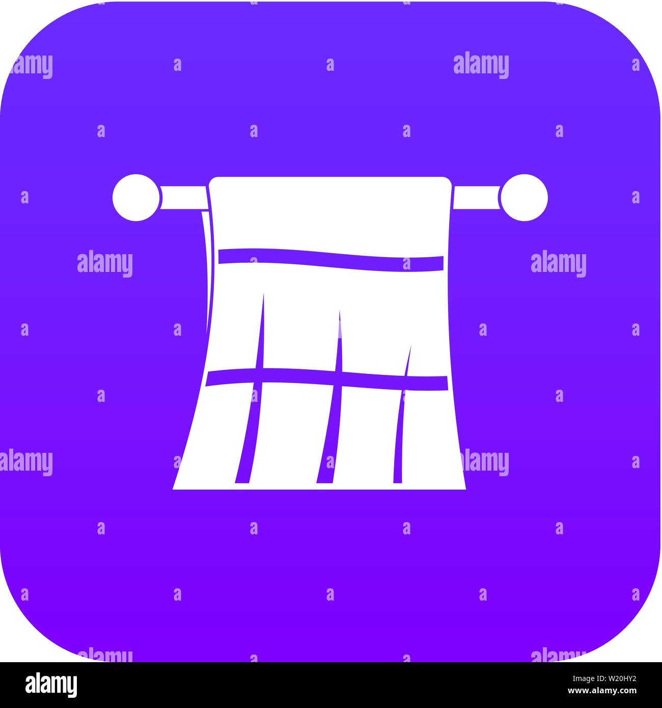 Asciugamani su un appendiabiti icona viola digitale Illustrazione Vettoriale