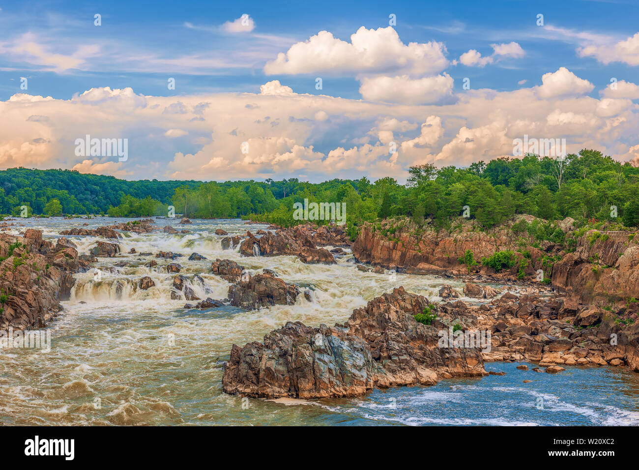 Vista la grande Cascate del Fiume Potomac. Virginia. Stati Uniti d'America Foto Stock