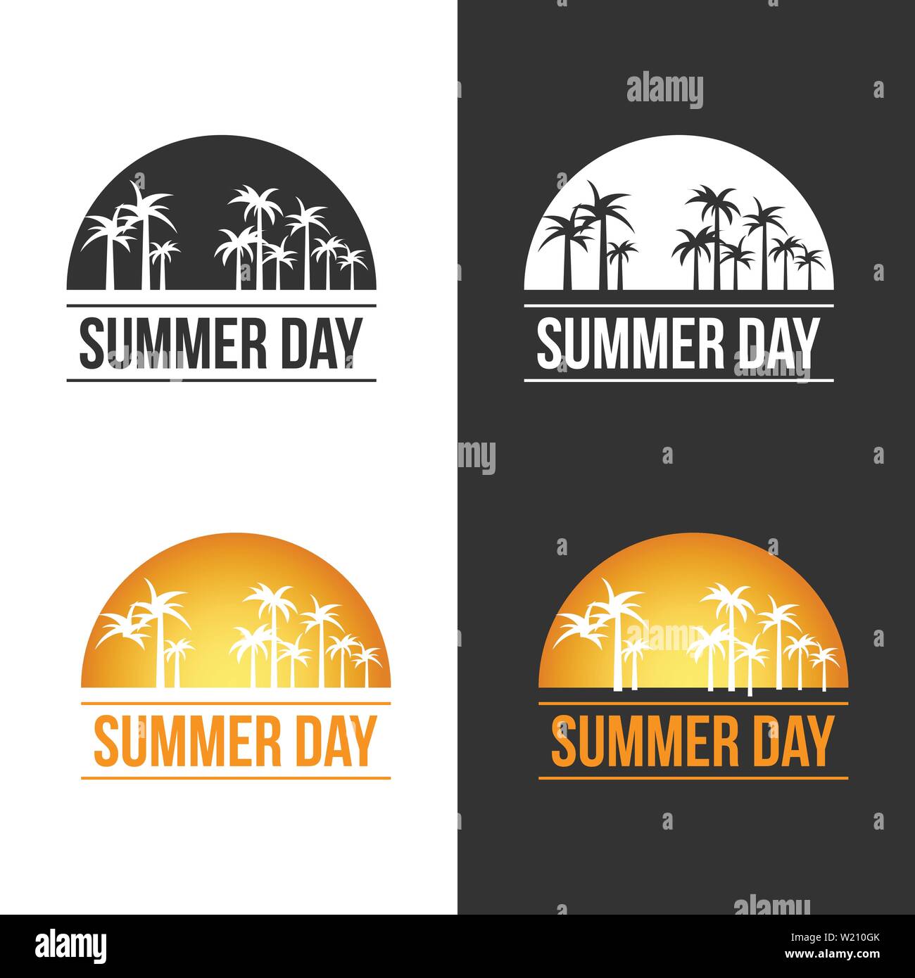 Giorno di estate tema di Palm sul lato della spiaggia di disegno vettoriale illustrazione Illustrazione Vettoriale
