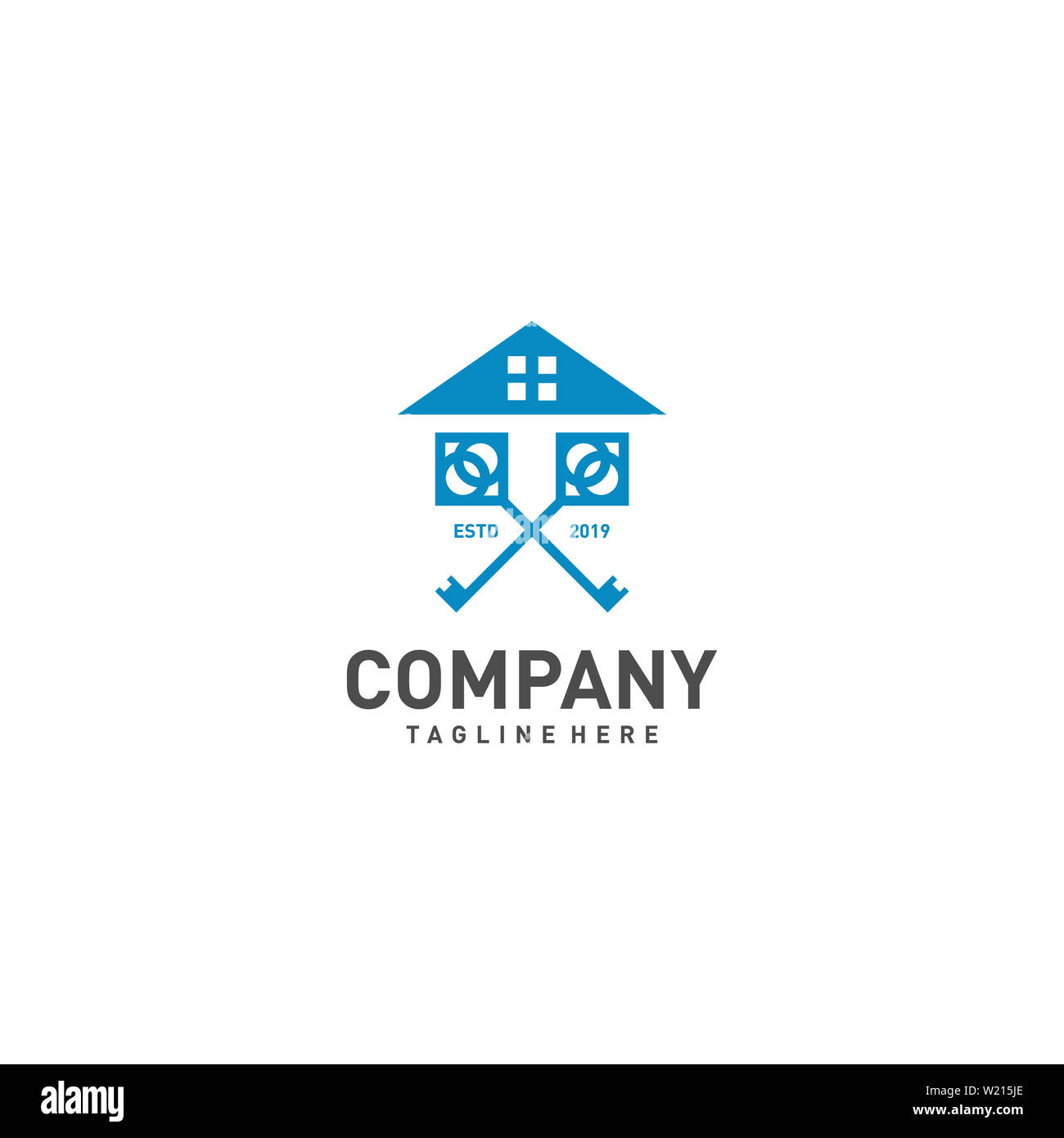 Real Estate o edificio o Home Logo Design Vector Foto Stock