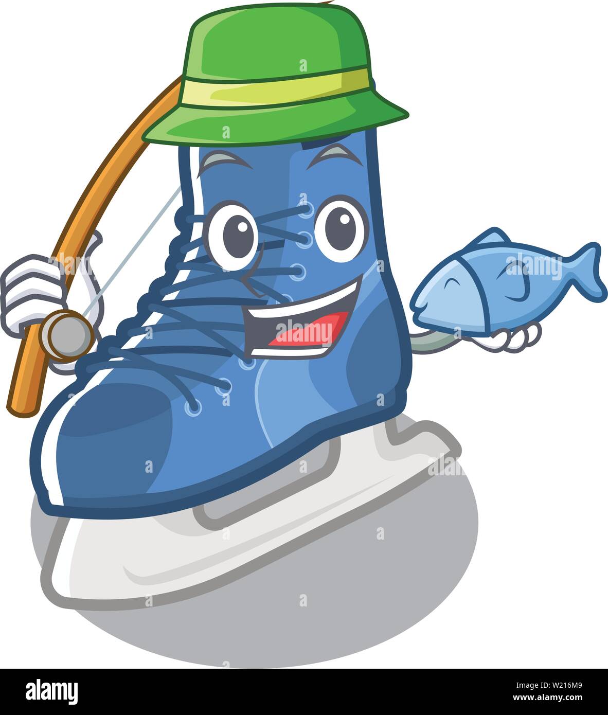 La pesca pattini da ghiaccio in carattere armadi in legno Illustrazione Vettoriale