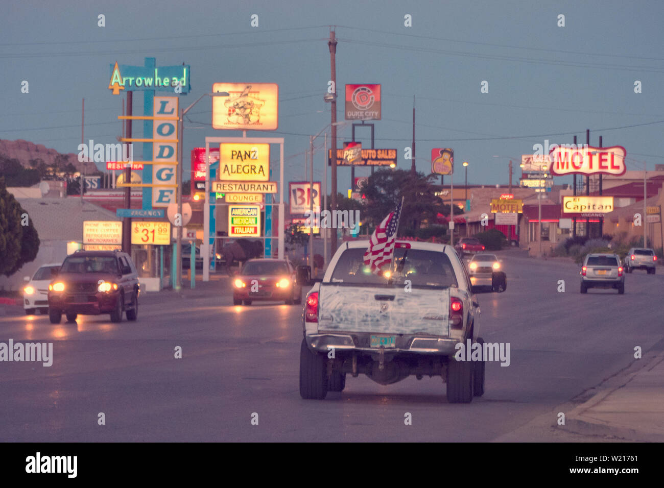 Dodge Ram Pick up truck, sulla storica Route 66 in Gallup New Mexico del 4 luglio 2019 Foto Stock