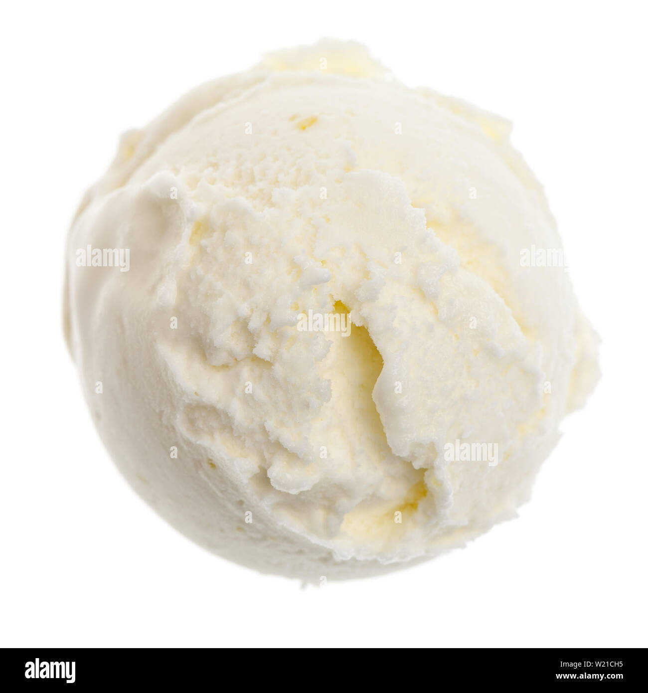 Unico vero gelato al limone scoop da sopra isolata su uno sfondo bianco Foto Stock