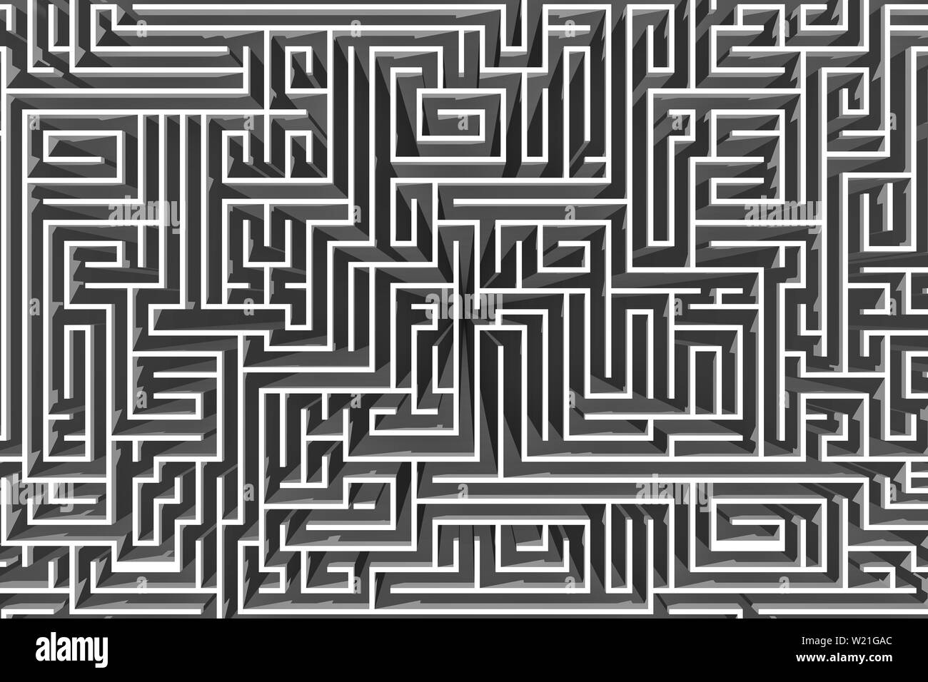 3D'illustrazione. Il labirinto, 3d rendering. Percorso per trovare una soluzione. Foto Stock