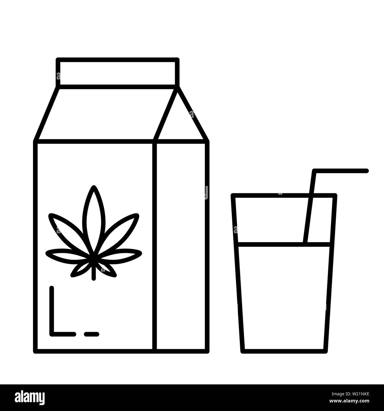 Il latte di canapa. Isolato illustrazione vettoriale su sfondo bianco. Illustrazione Vettoriale