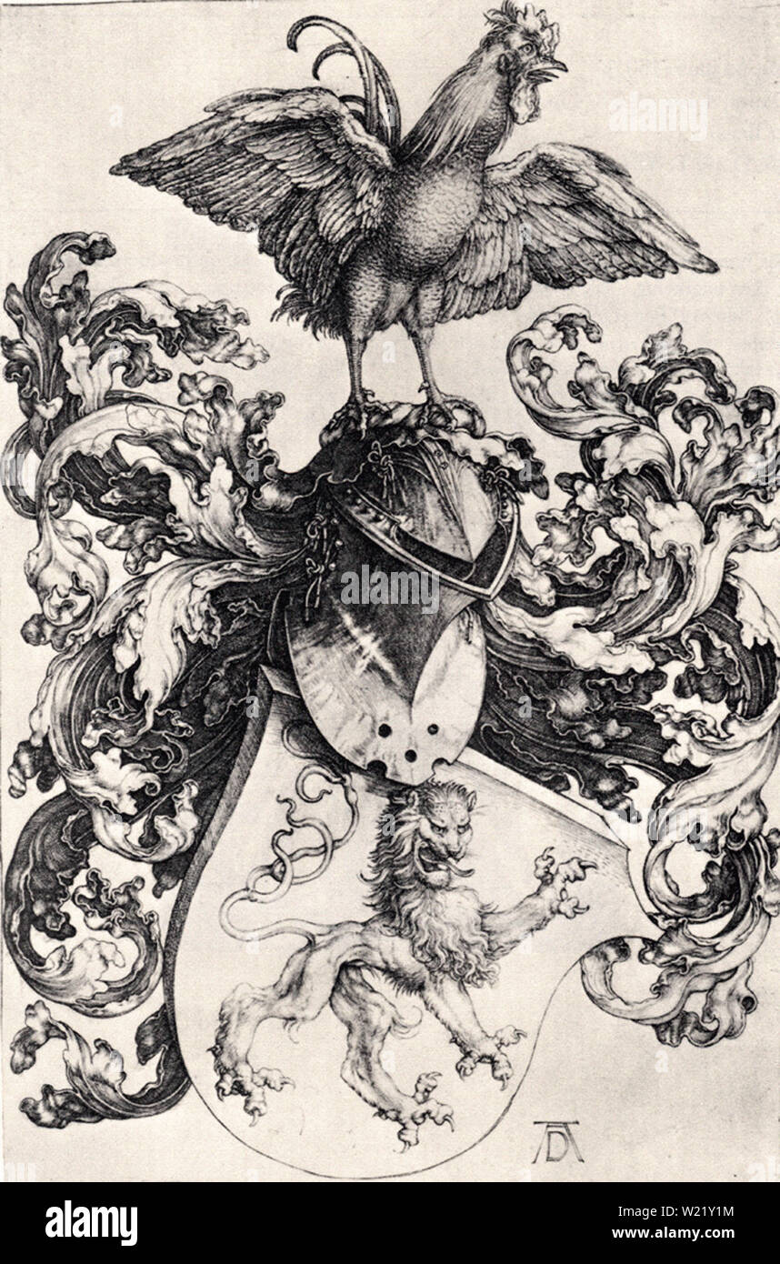 Albrecht Dürer - Lubrificare i bracci Gallo Lion 1500 Foto Stock