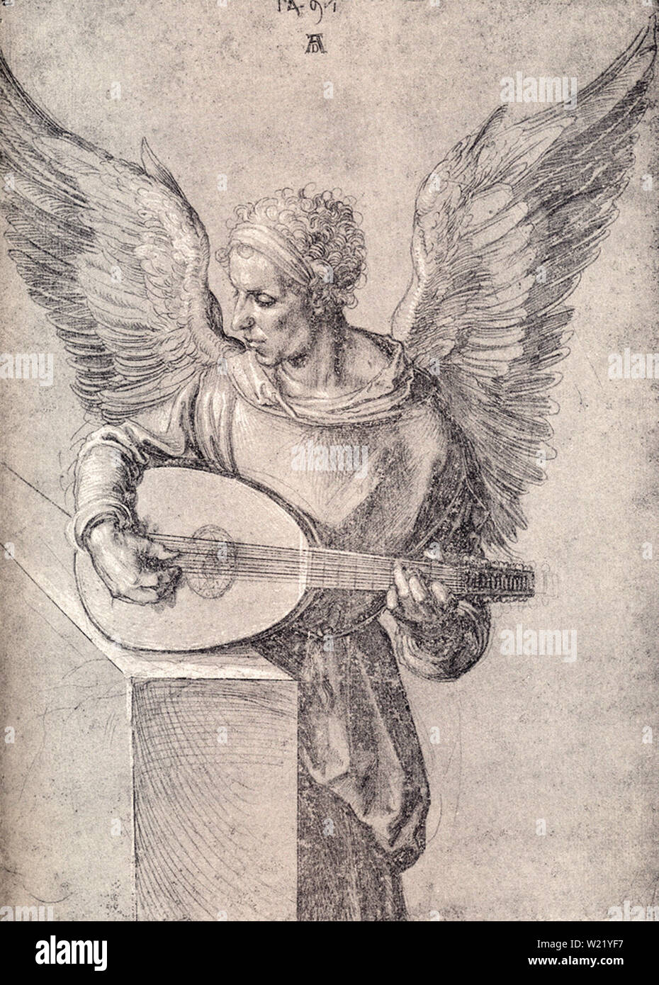 Albrecht Dürer - uomo alato idealista abbigliamento Riproduzione di liuto 1497 Foto Stock