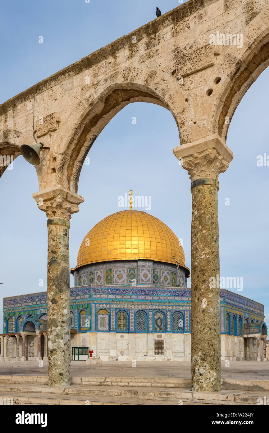 La moschea di al-Aqsa o Cupola della roccia a Gerusalemme, Israele Foto Stock