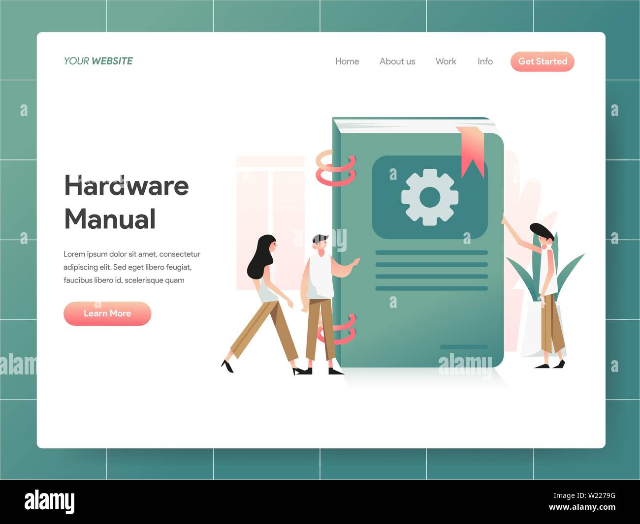 Manuale hardware Prenota illustrazione del concetto. Il design moderno concetto di progettazione di pagine web per il sito web e il sito web mobile.illustrazione vettoriale EPS 10 Illustrazione Vettoriale