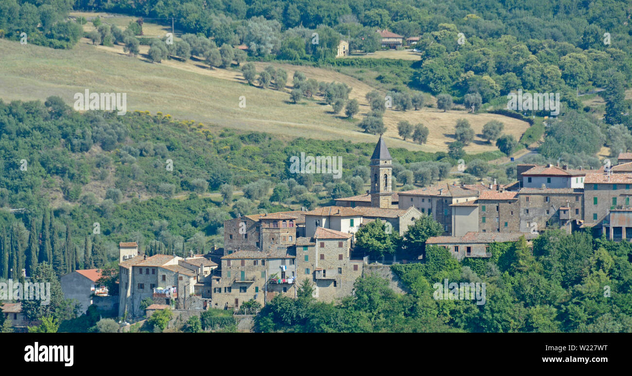 Piccola cittadina di Seggiano, Toscana, Italia Foto Stock
