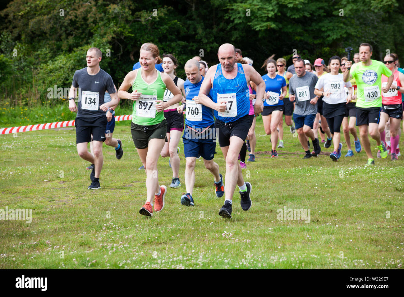 Guide di scorrimento a Loch Lomond 10k, Balloch Country Park, West Dunbartonshire, Scozia Foto Stock