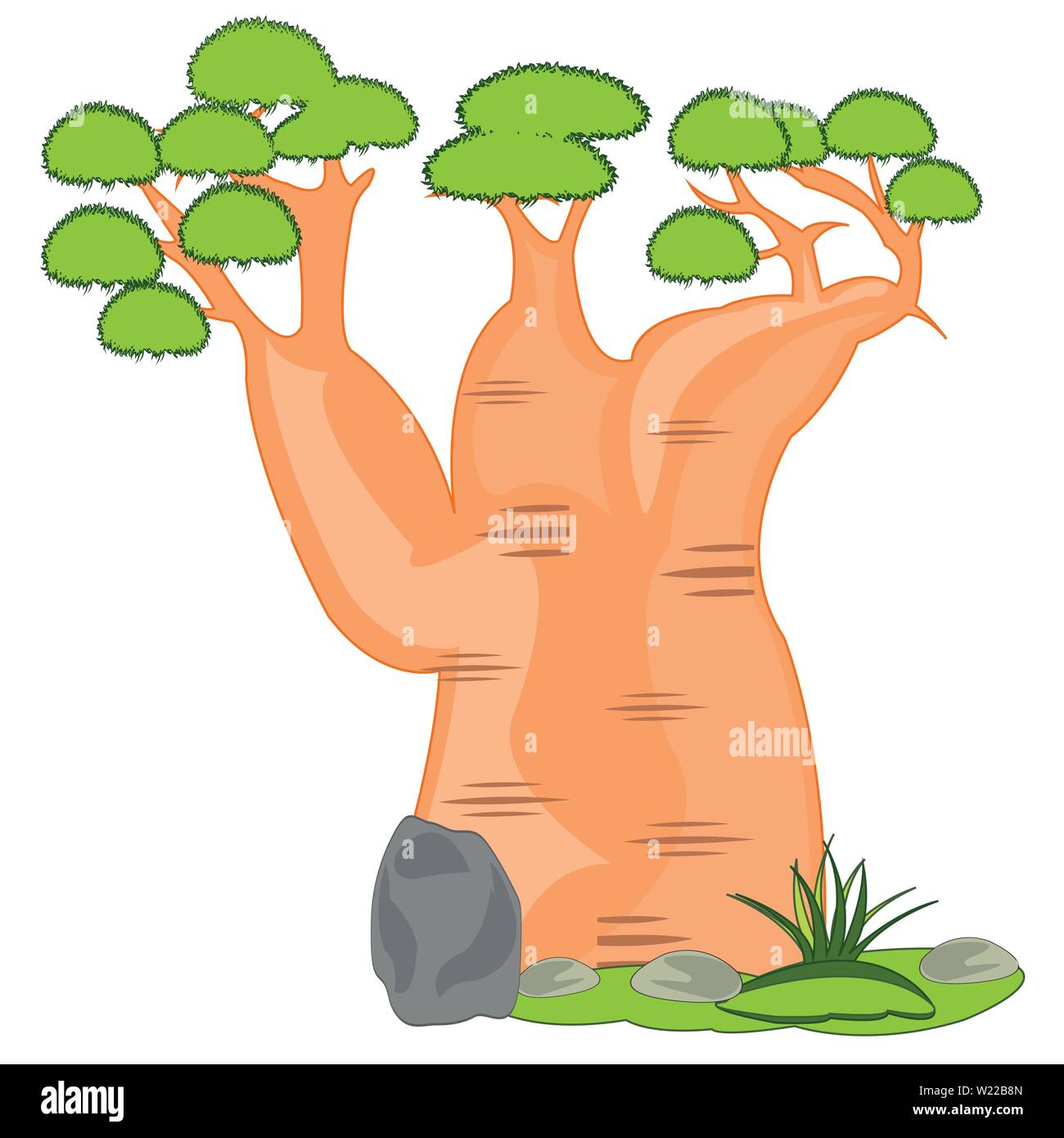 Cartoon imbottigliato albero su sfondo bianco è isolato Illustrazione Vettoriale