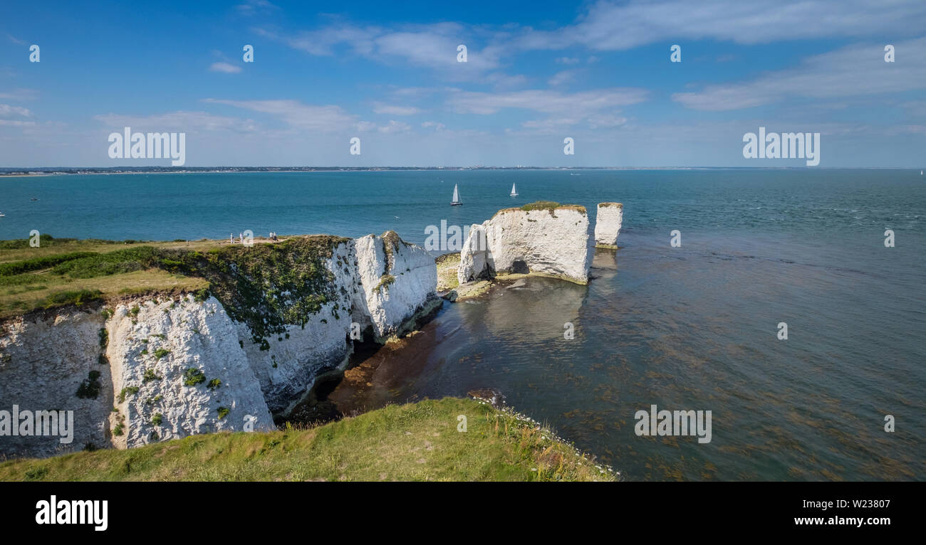 Old Harry Rocks, Isle of Purbeck, Dorset, Regno Unito Foto Stock