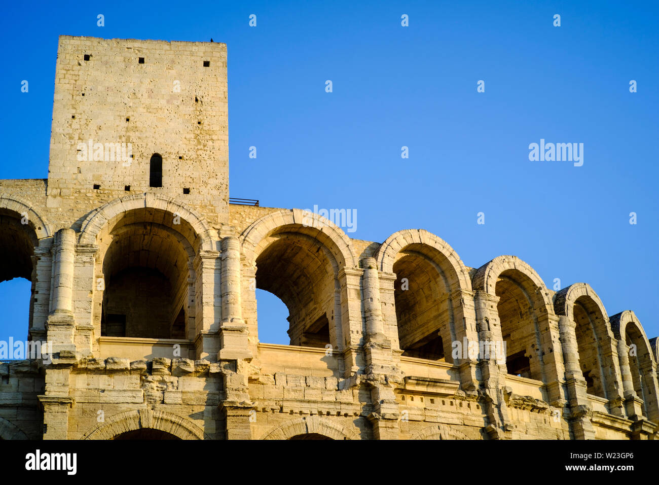 La città di Arles, Anfiteatro Romano Foto Stock