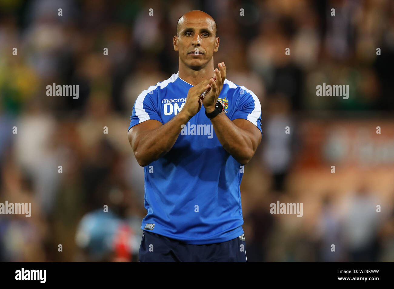 Manager di Stevenage, Donovan Makoma - Norwich City v Stevenage, Carabao Cup - Primo round, Carrow Road, Norwich - 14 agosto 2018 Foto Stock