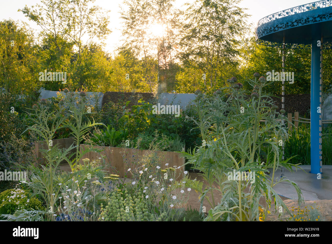 La Thames Water fiorente F, uture giardino, un giardino show all'Hampton Court Palace Garden Festival 2019, East Molesey, Surrey, Regno Unito Foto Stock
