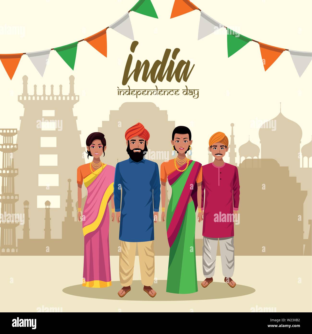 India Independence Day card Illustrazione Vettoriale