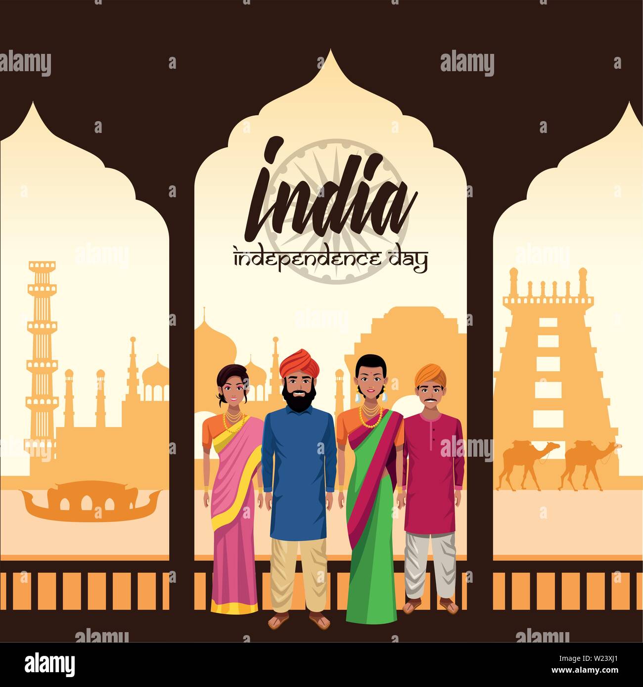 India Independence Day card Illustrazione Vettoriale